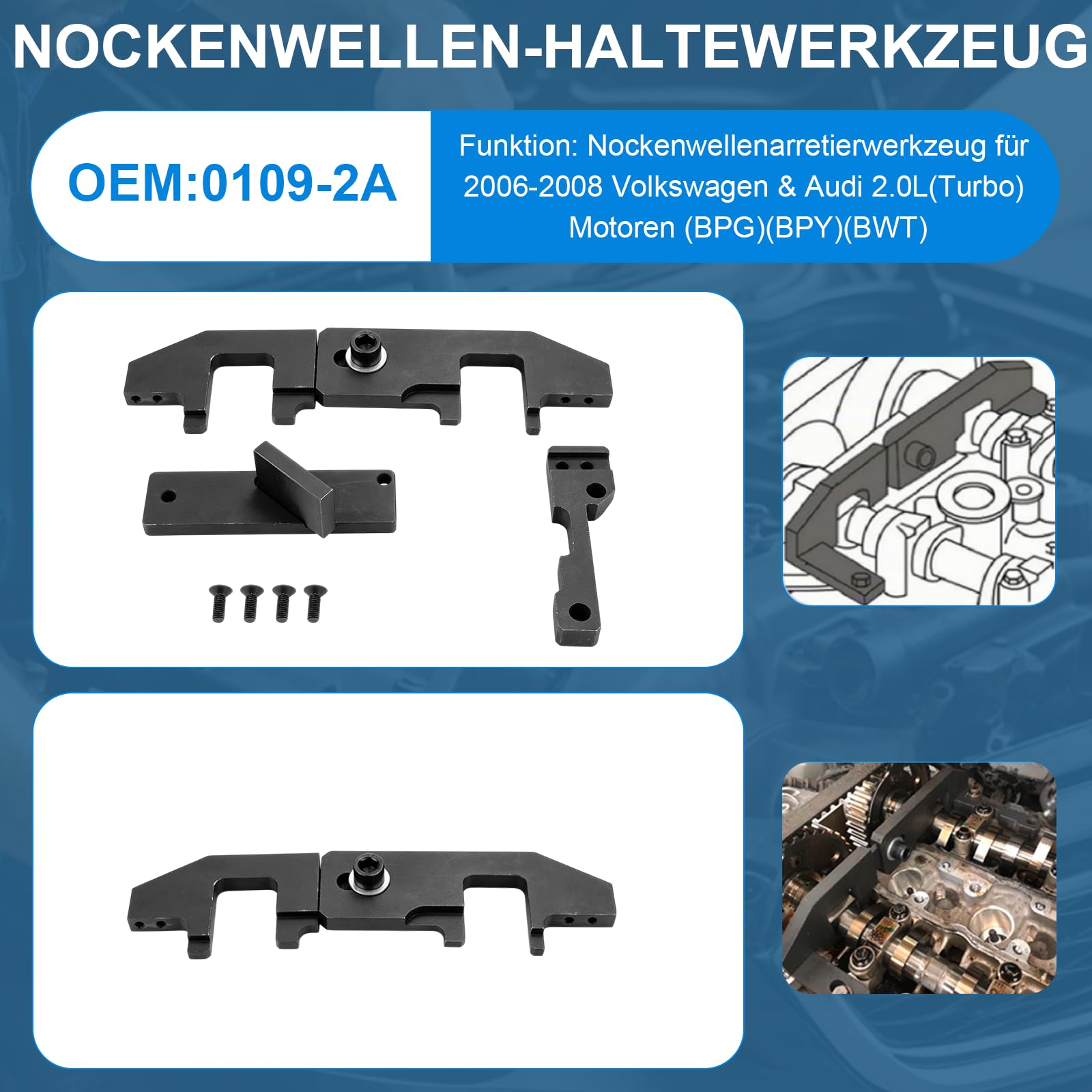 Motor Einstellwerkzeug Satz für 1.2 Vti (VVT) /GDI PureTech Benzin, Zahnriemen Werkzeug Kompatibel mit Opel Peugeot Citroen Nockenwelle Arretierwerkzeug G-0109-2E,G-0109-6,0109-2C/2D,109-2B,0109-2B