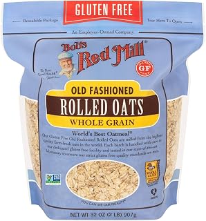 Bob's Red Mill Gluten Free Old Fashioned Rolled Oats 32oz - Whole Grain, Vegan, Kosher, Non-GMO Rolled Oats for Creamy Oatmeal