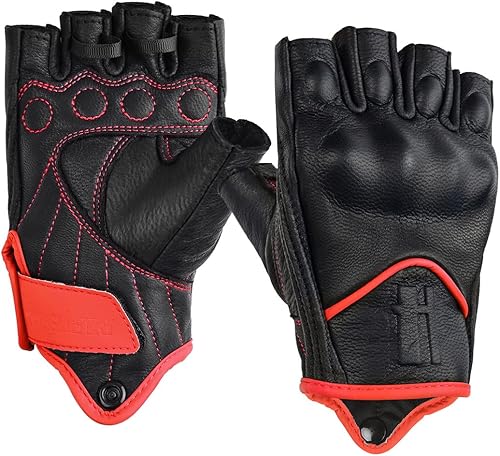 Guantes de motocicleta sin dedos para mujer Harssidanzar, protección de nudillos duros, guante de conducción, de equitación, de motociclista, de