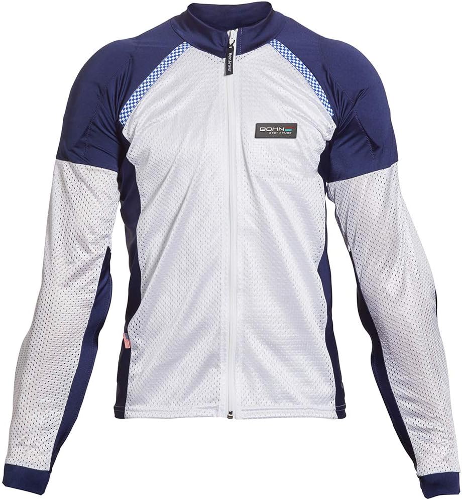 Bohn All-Season Airtex Armored Riding Shirt - Blue/White - Small