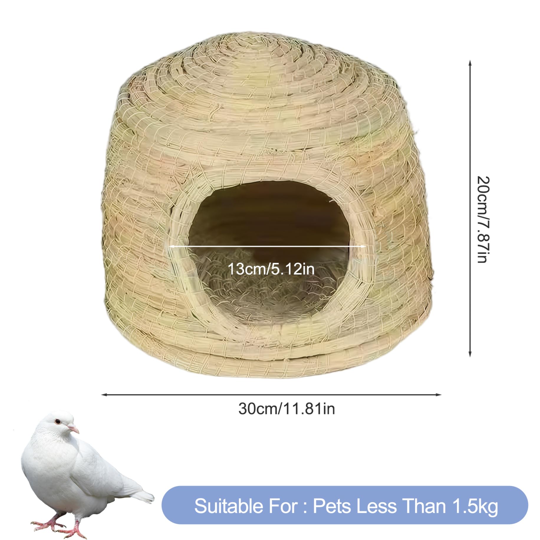 Nido para pájaros para Jaula - Casa para periquitos Tejida con Paja de 11, 8x8, 3