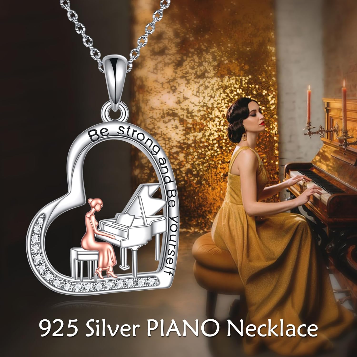 Piano Necklace 925 Sterling Silver Music/Dance Pendant Musical Instruments Jewelry Gifts for Women Piano Lovers - Image 4