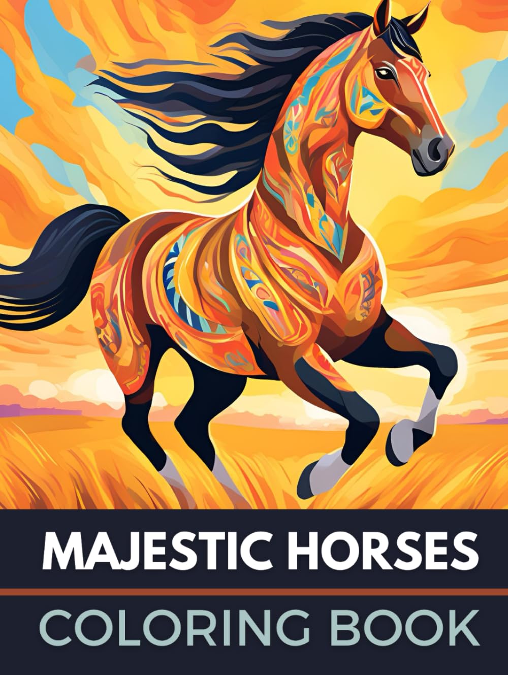 Livre de coloriage chevaux rigide à offrir Majestic Horses album idéal pour passionnés