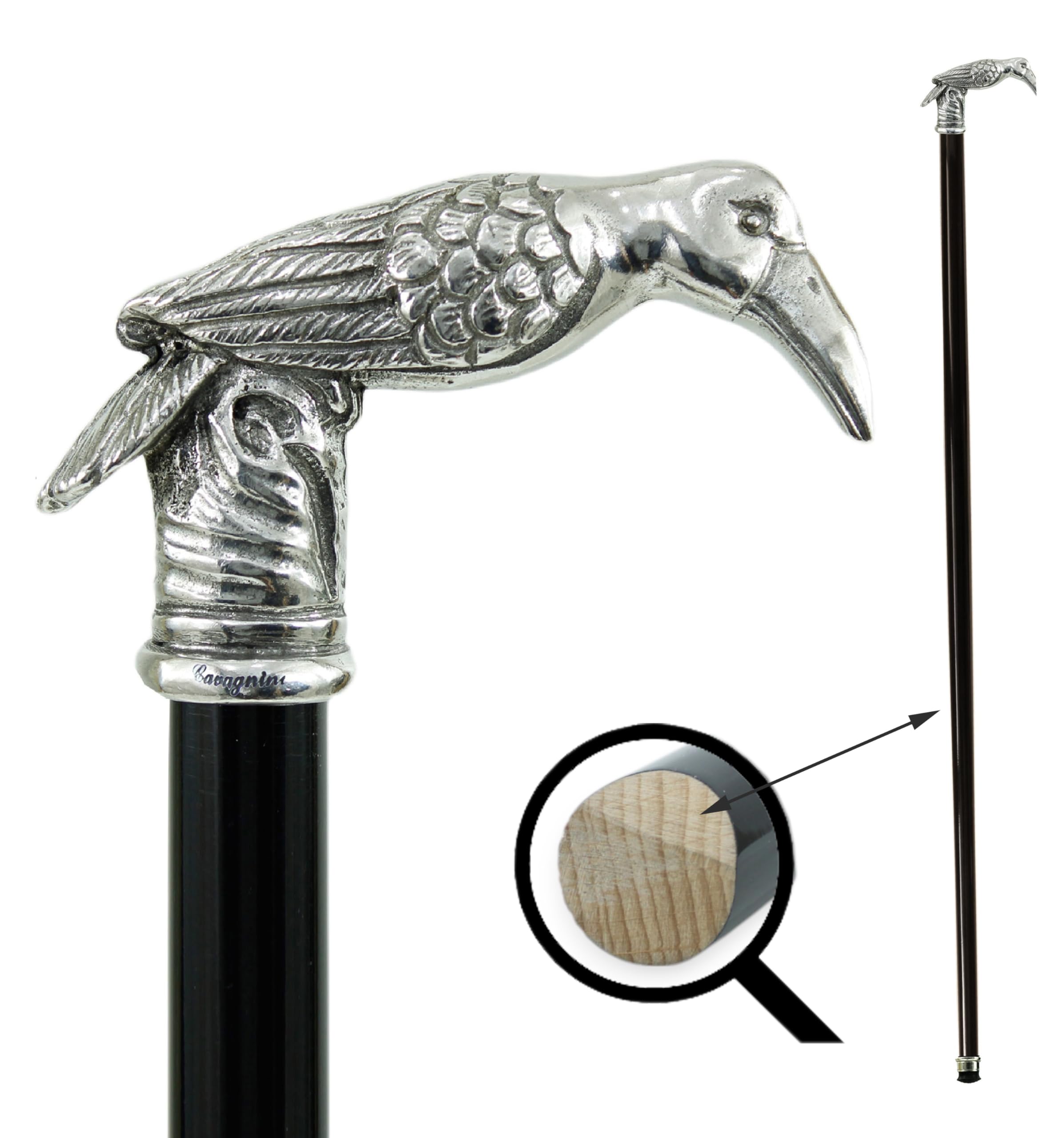Cavagnini Bastón de Paseo Hombre Mayor en Madera para Hombre/Mujer Elegante Made in Italy Personalizado.