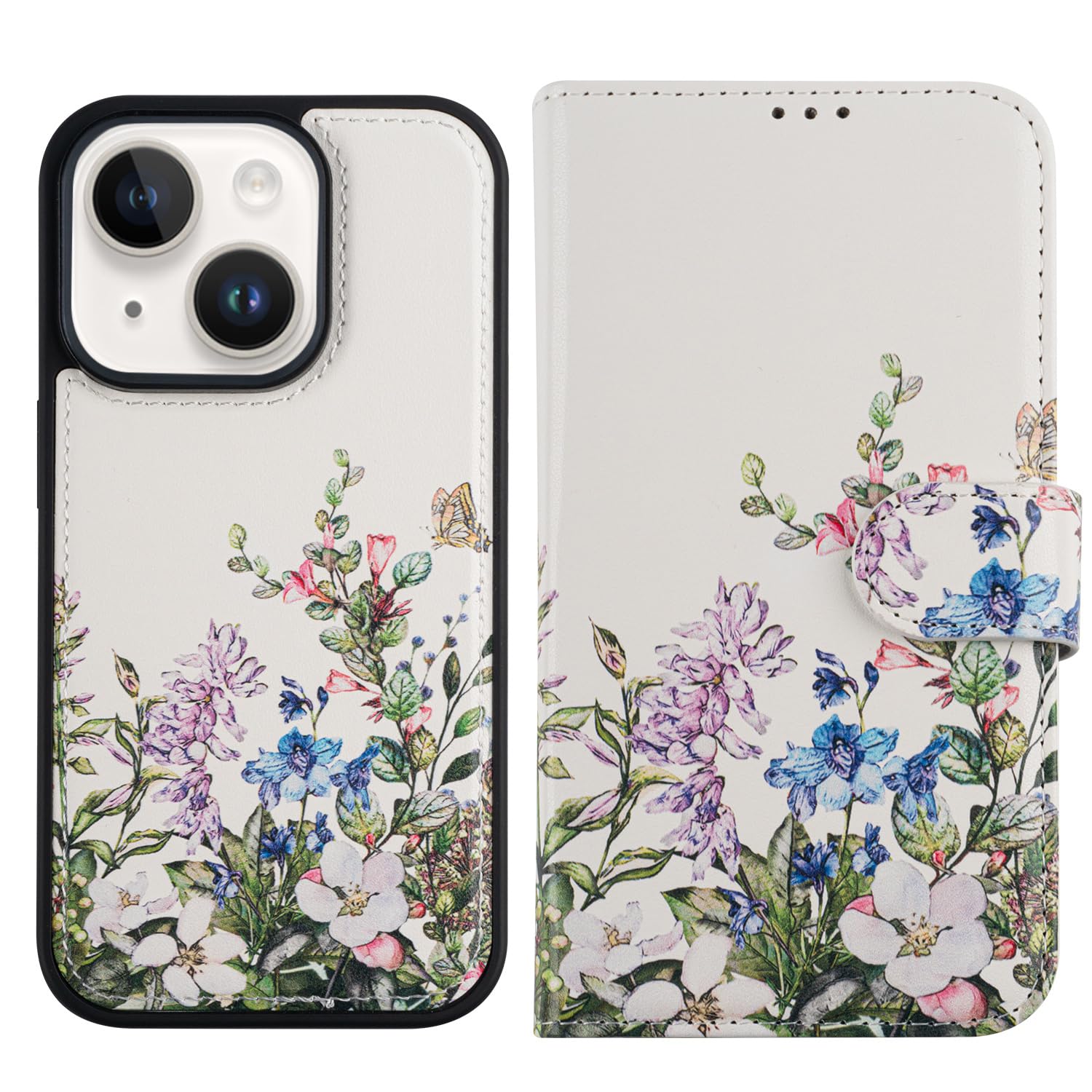 LUMARKE Designed for iPhone 15 Plus Wallet Case - Detachable Flip Folio Cover - RFID Blocking 4 Card Slots Holder -Leather Magnetic Kickstand -Protective Phone Case 6.7