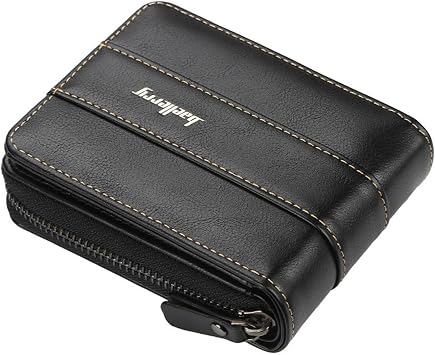 Wallets RFID Leather Wallet for Men Slim Zipper Coin Purse Designer Brand Male Billetera Para HombresBlack