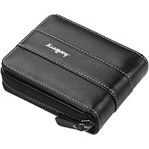 Wallets RFID Leather Wallet for Men Slim Zipper Coin Purse Designer Brand Male Billetera Para HombresBlack
