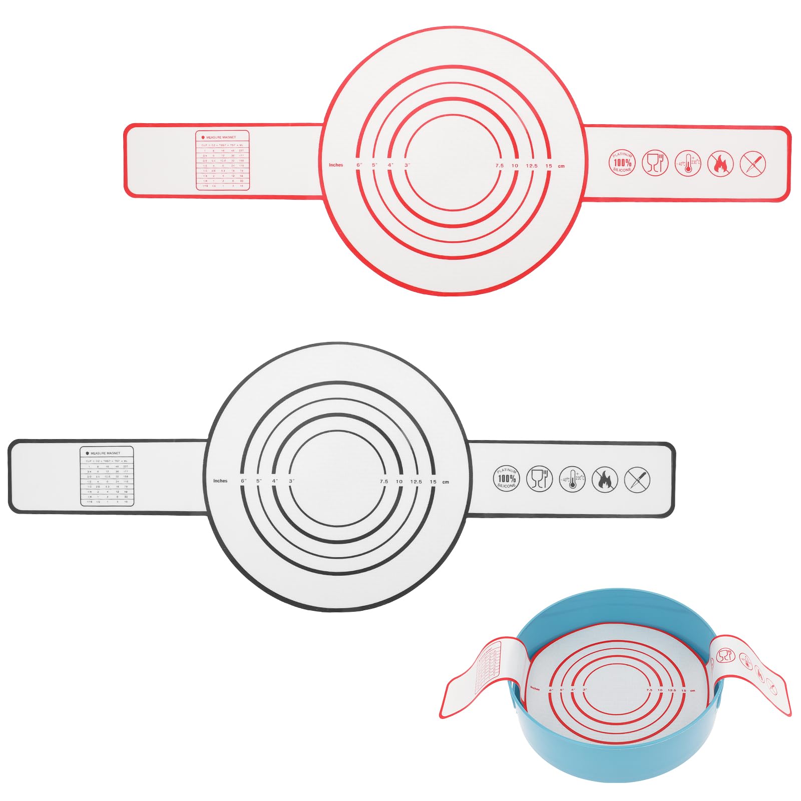 Dimeho 2 PCS Silicone Sling Baking Mat Long Handles Bread Dutch Oven With Extra Reusable Sourdough Heat Resistant Baking Sheets Liners Easy to Transfer Sourdough Bread Pizza Cookie