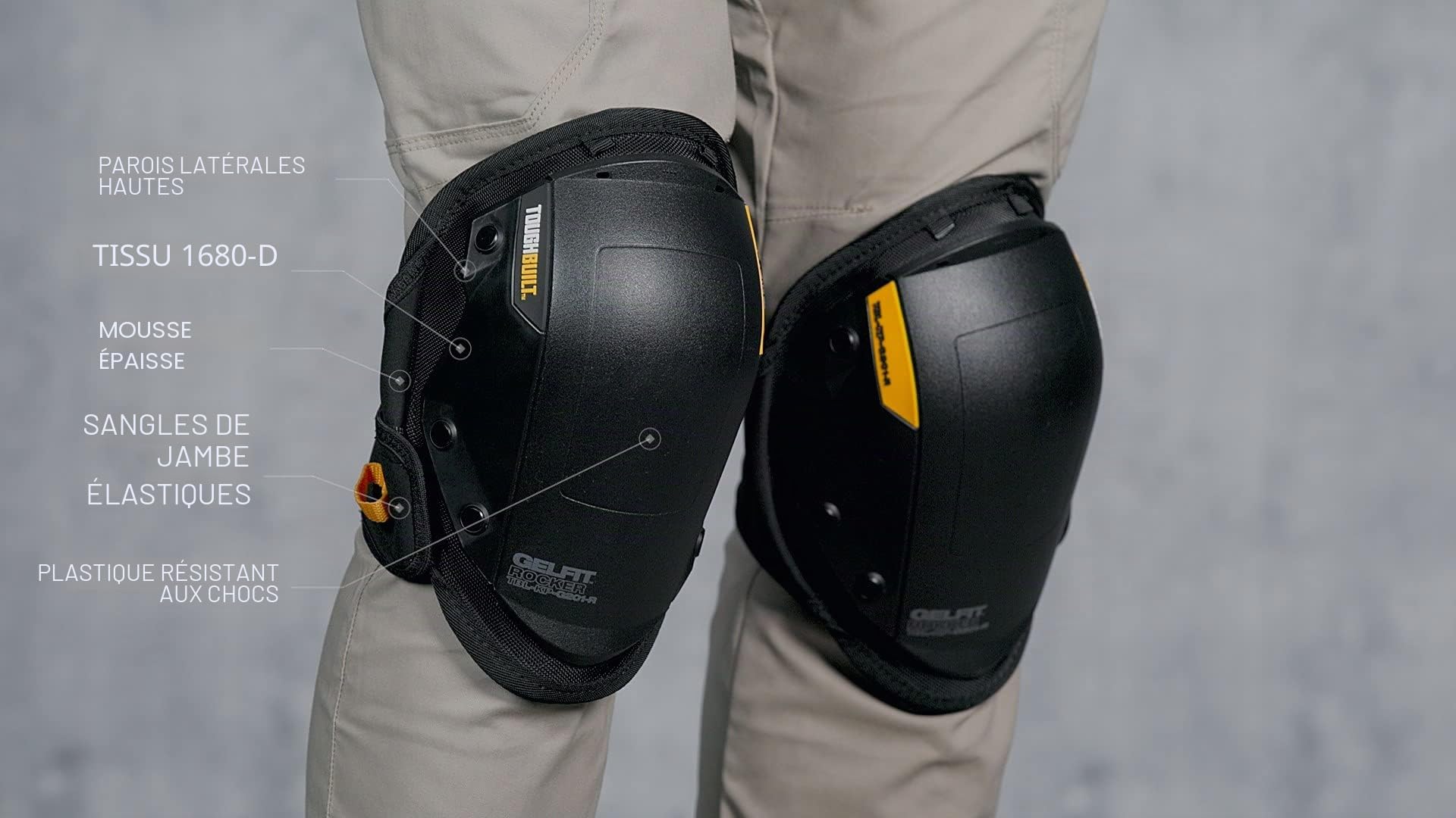 ToughBuilt TOU-KP-G201 GELFIT Ensemble de genouillères à bascule Noir