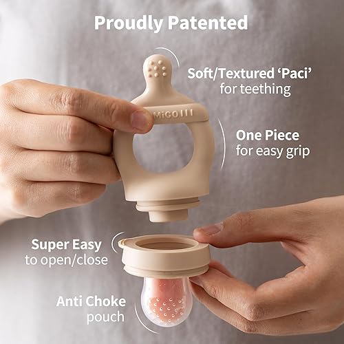 Miniatura 3 de SAMiGO Alimentador de frutas para bebés y moldes para paletas de leche materna, mordedor de frutas de silicona, chupete para aliviar la dentición,