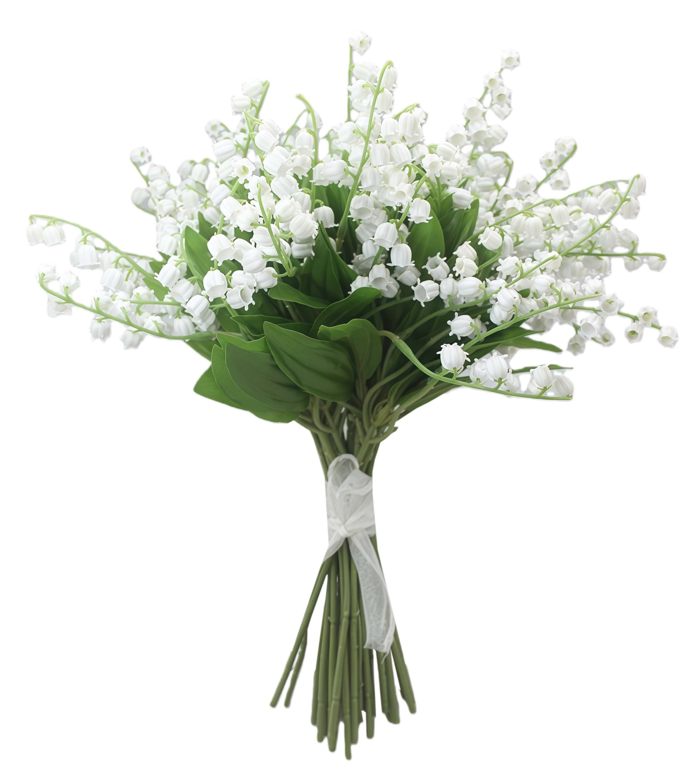 Künstliche Maiglöckchen Blumenstrauß Kunstblumen Glocke Orchidee Hochzeit Blumenstrauß Mai Blume für Zuhause Hochzeit Party Garten (12, Weiß)