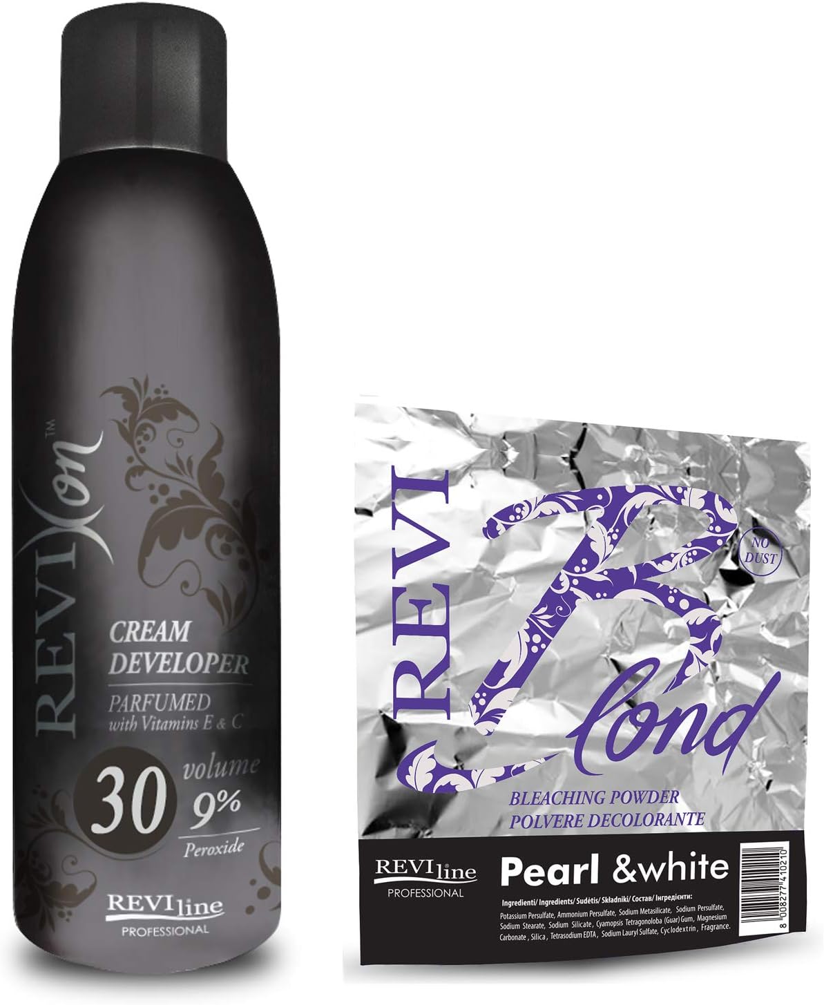 Set of Cream peroxide 1000ml (9% volume 30) and Bleach Powder (PEARL&WHITE) 500g no dust formula Professional Lightening bleaching highlighting hair protect formula