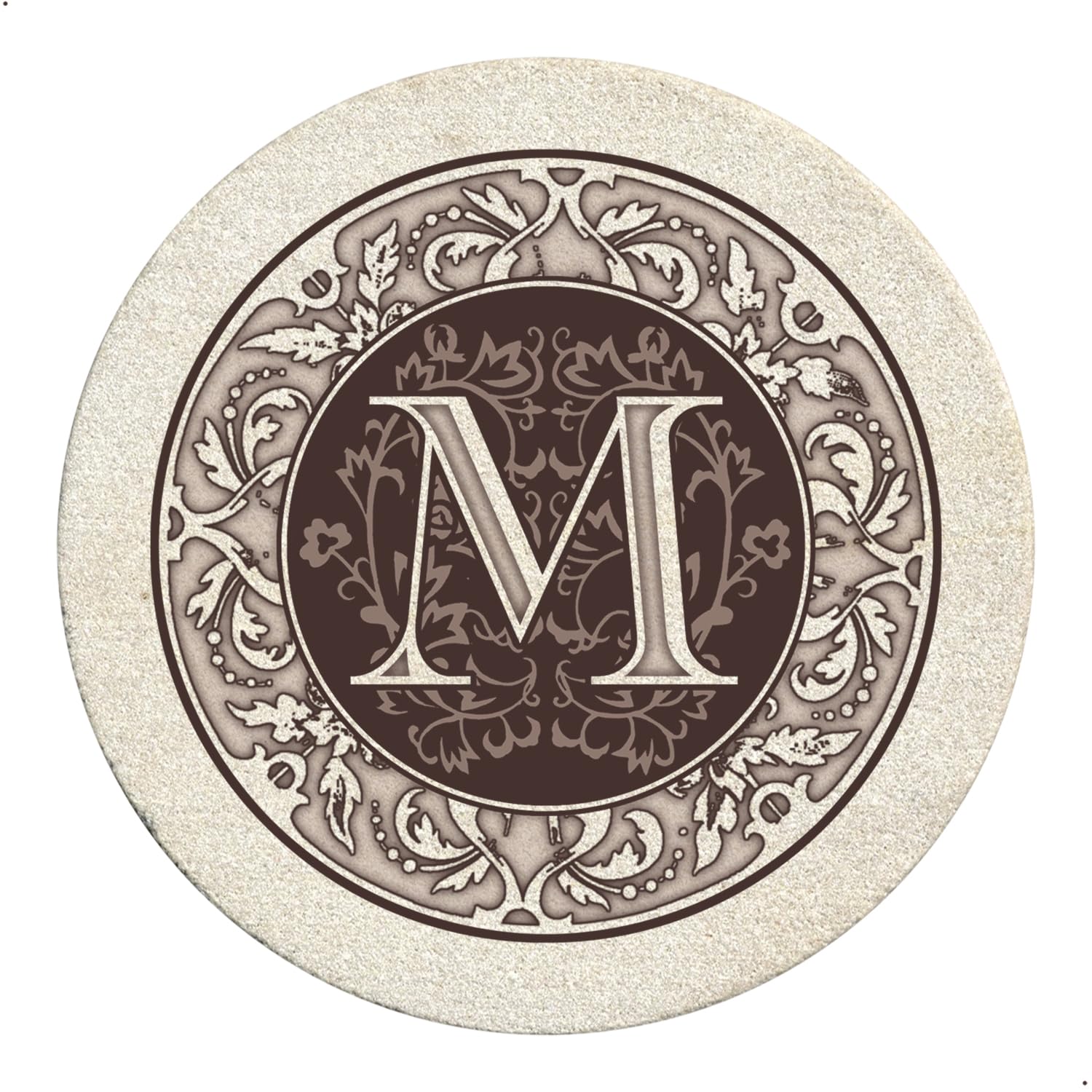 Monogram Letter M 4 Pack Sandstone Coasters Manufactured in The USA Decorative Absorbent Easily Wipes Clean