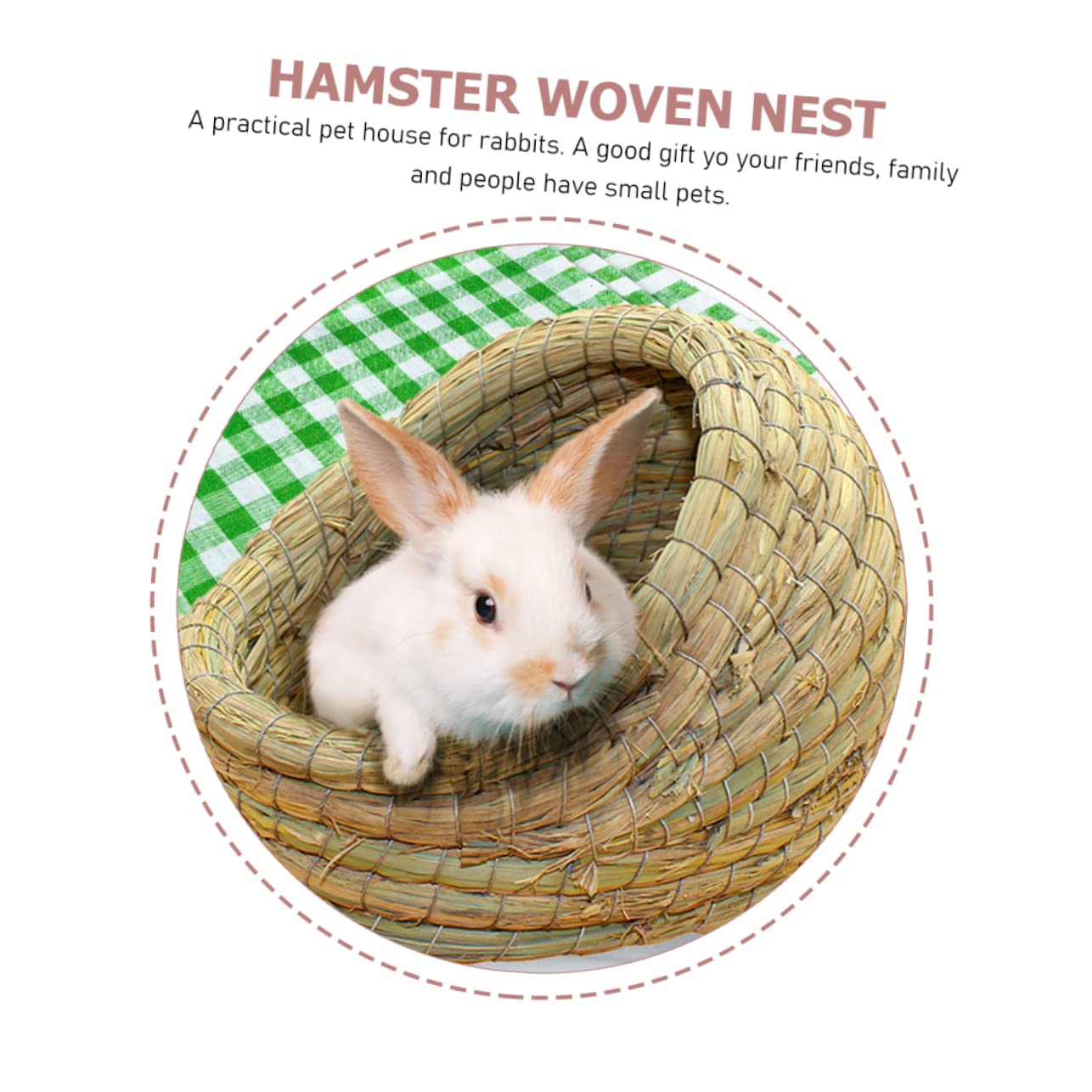 Housoutil Gewebtes Hamsternest aus Stroh für Kleine Haustiere, Grün