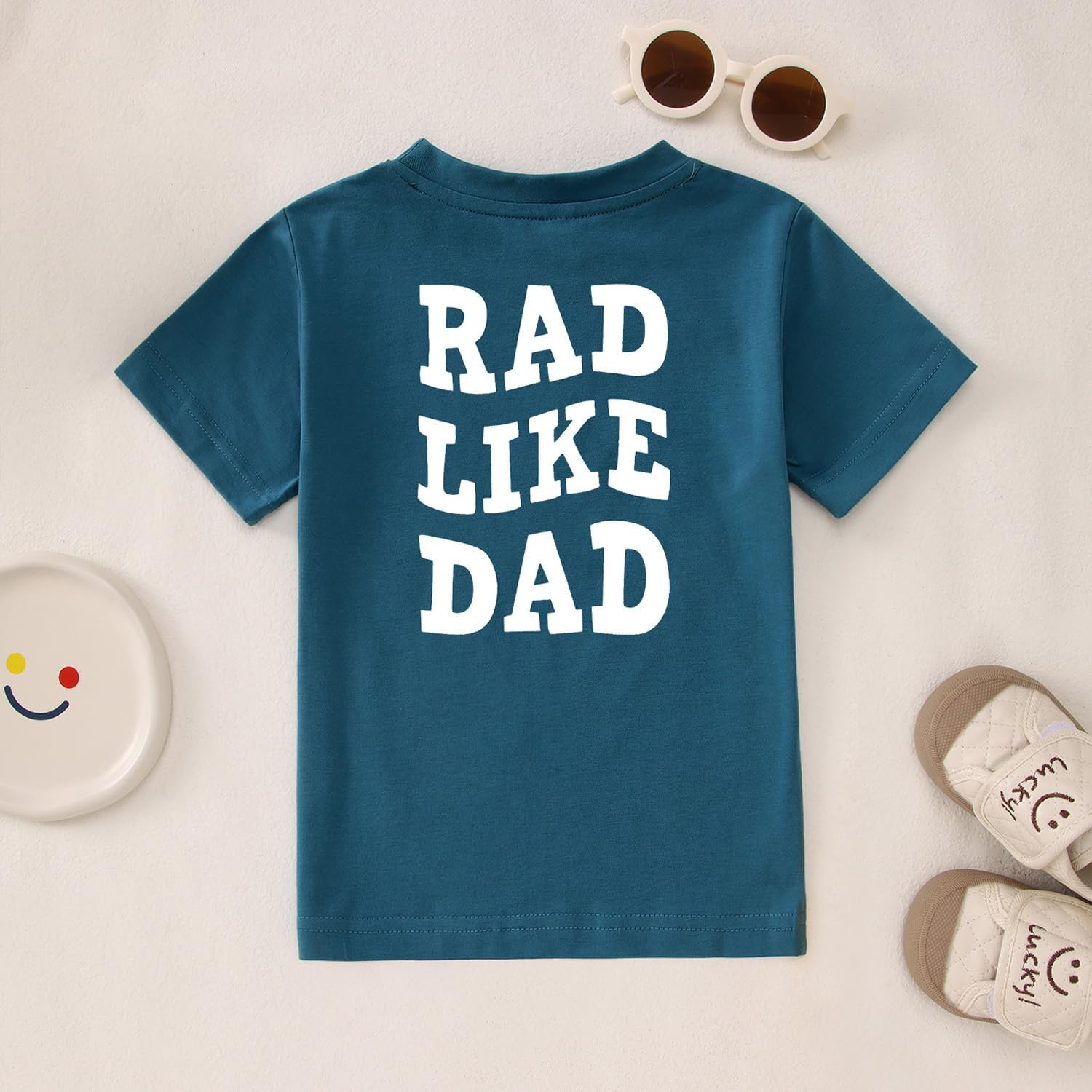 SOFEON Fathers Day Shirt for Toddler Boy Rad Like Dad T-Shirt Funny Groovy Father's Day Tees Summer Short Sleeve Holiday Tops