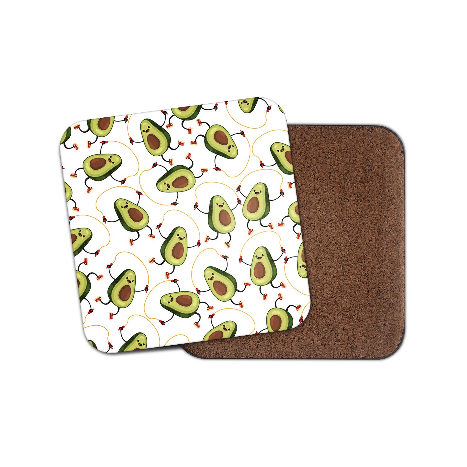 Destination Vinyl Ltd Girls Multicolor 1 X Skipping Avocado Coaster - Funny Fruit Joke Food Rope Kids #15576