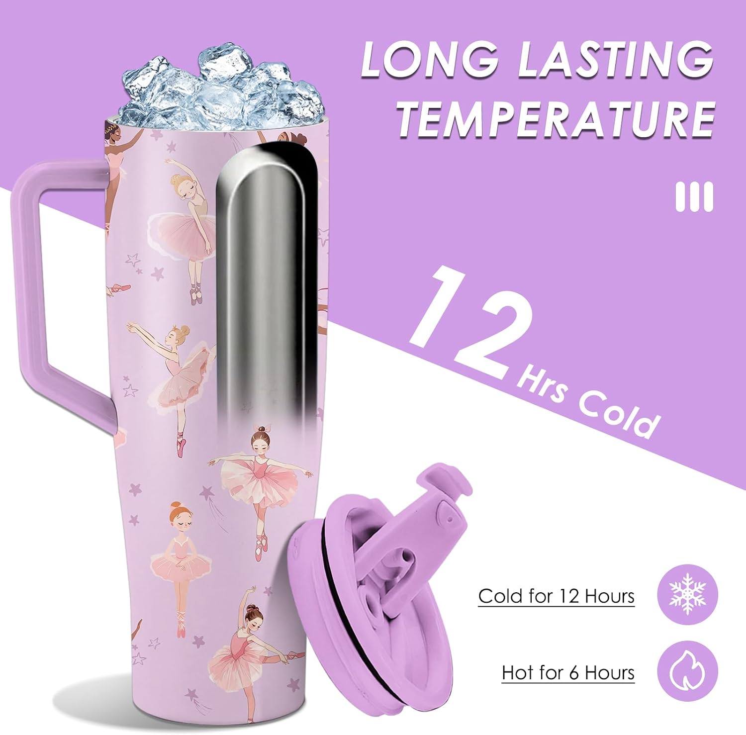 40oz Ballet Tumbler with Handle and Straws, Ballet Gifts for Women Girls image 4