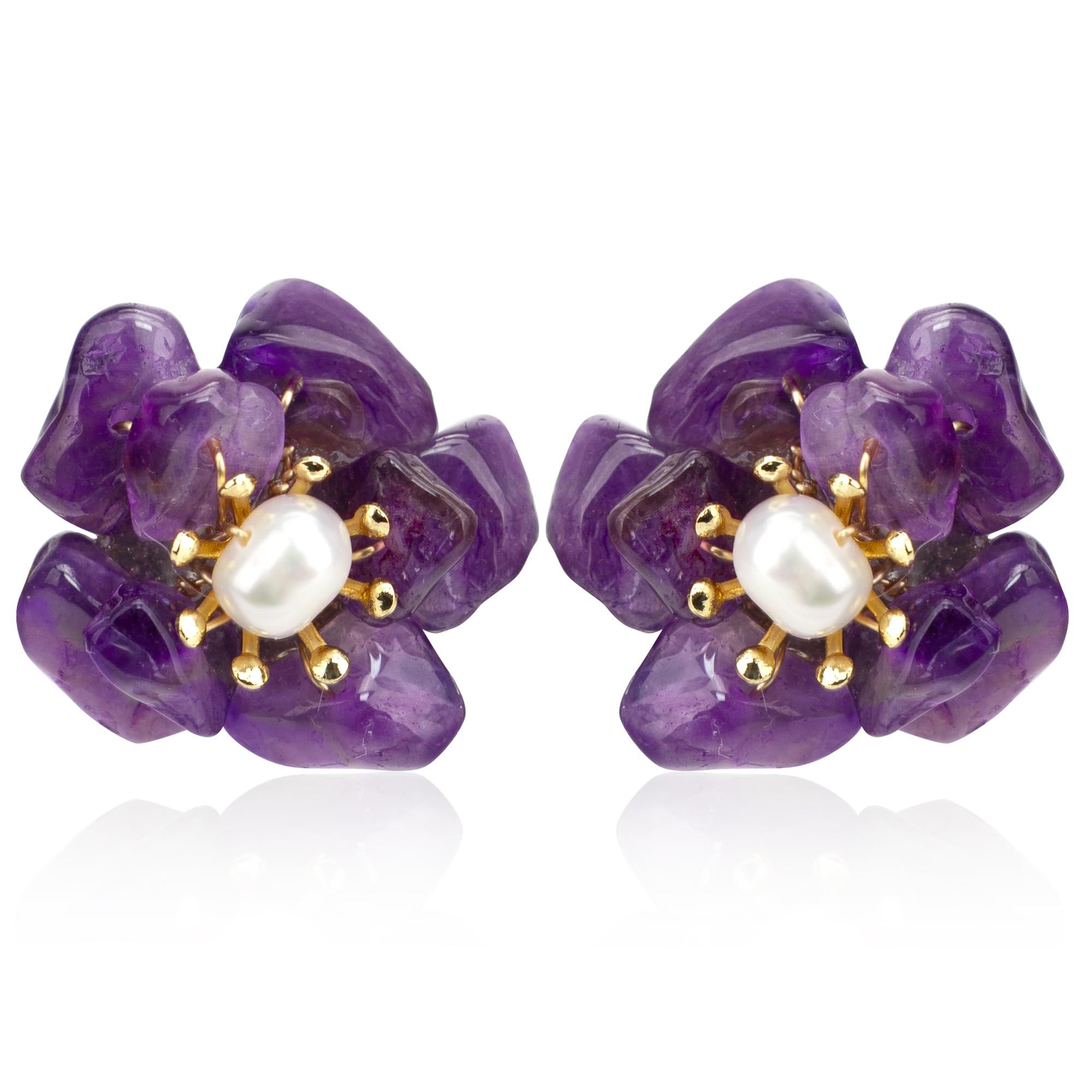 ELEXIS Green Real Jade Stud Earrings For Women Trendy Crystal Gemstone Betsey Johnson Unique Van Cleef Dainty Emerald Jewelry Set For Girls Bling Daisy…