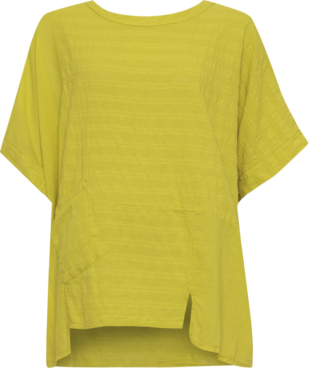 WearAll Women's Plus Linen Hanky Hem Top Ladies Baggy Oversized Short Batwing Sleeve - Mustard - 20-22