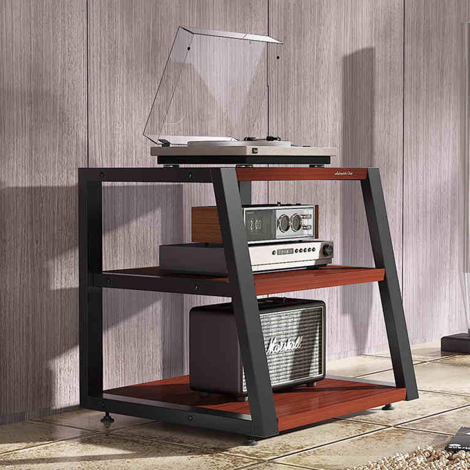 Gabinete estéreo de piso y mueble de almacenamiento para equipos AV de salón