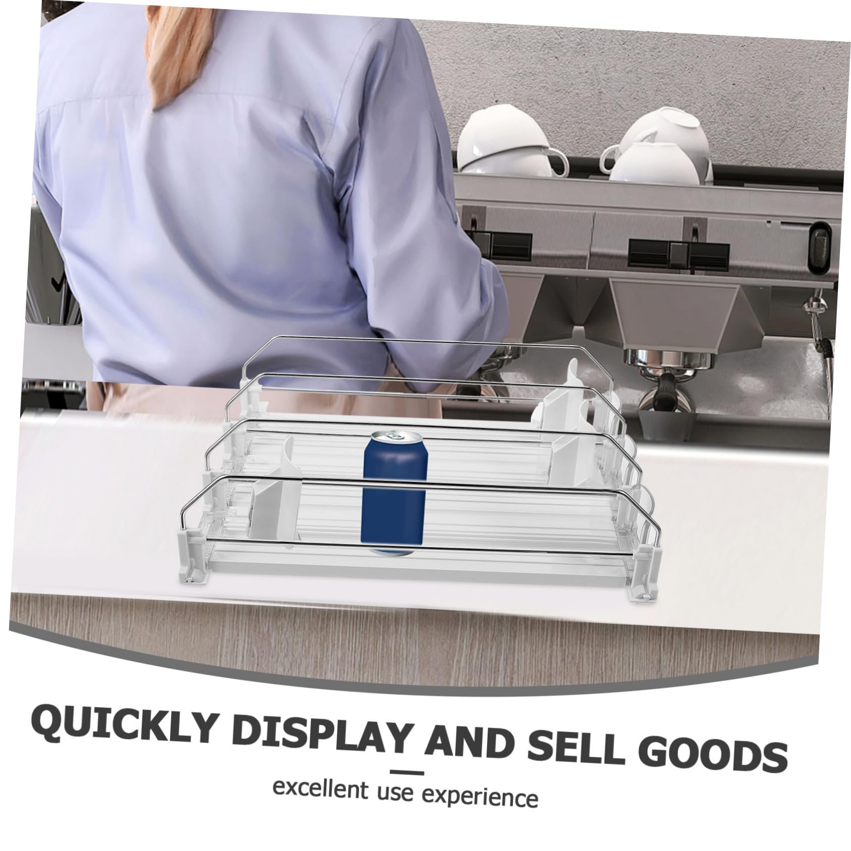 COLLBATH 1ensemble Organisateur De Boissons avec Pousseur Automatique pour Réfrigérateur Accessoire Pratique pour Canettes Et Bouteilles pour Magasins Et Cuisine