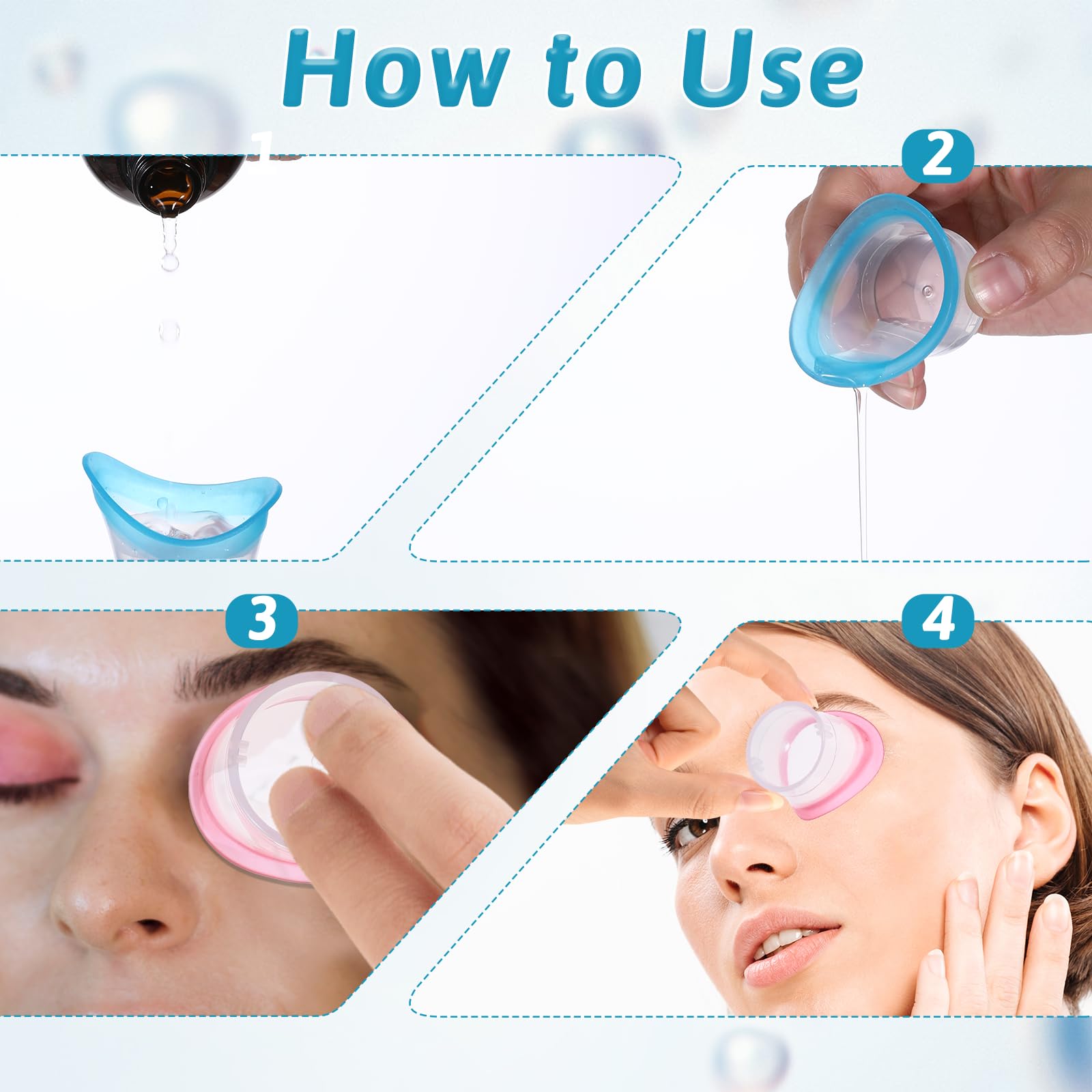 6 tazze da bagno con occhi in silicone 10 ml portatile per la cura degli occhi