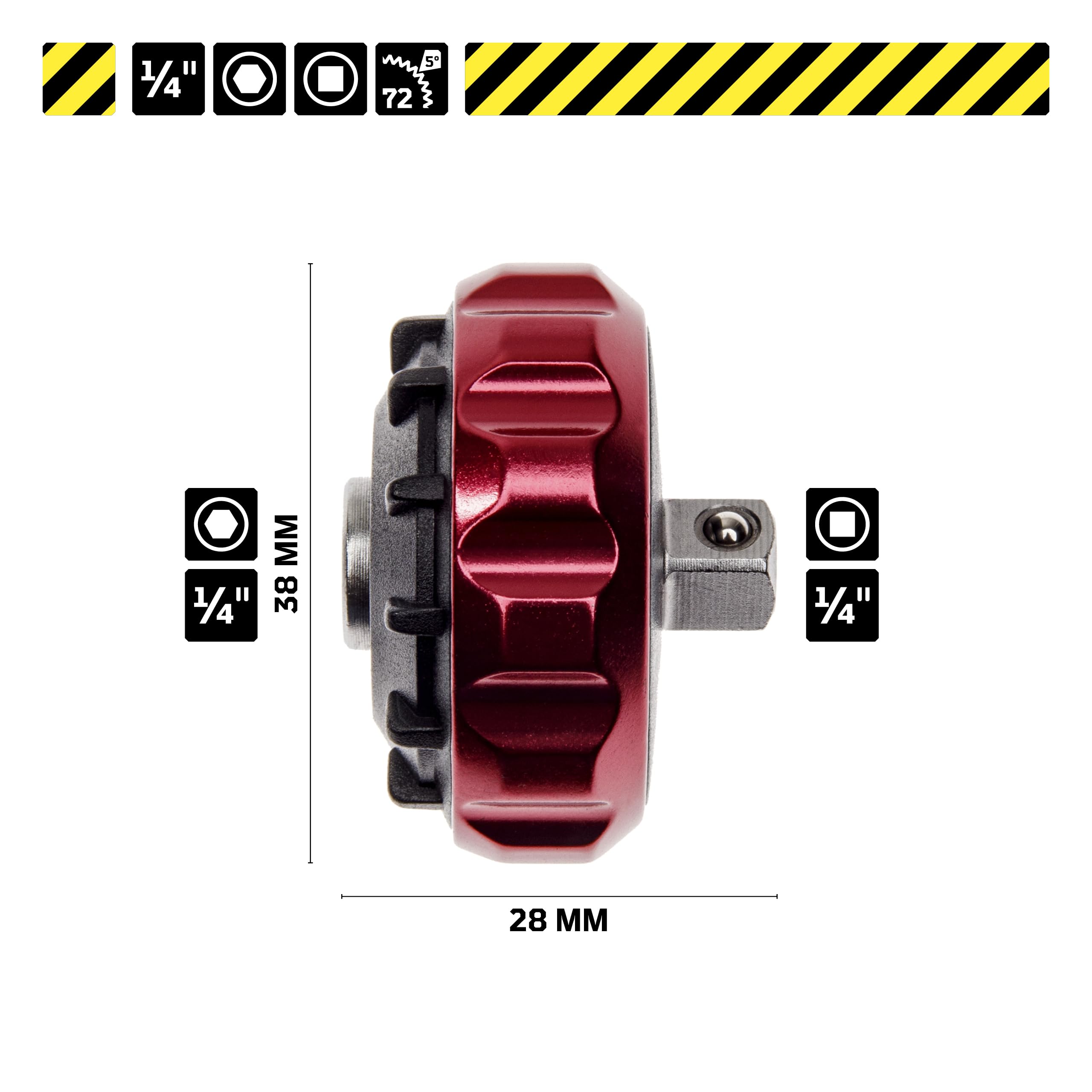 WGB Das Werkzeug Kleine Fingerratsche mit Bithalter | 1/4" Mini Schraubenzieher Werkzeug für beengte Stellen | Ratschen Schraubendreher Gadget für Männer & Frauen - 3