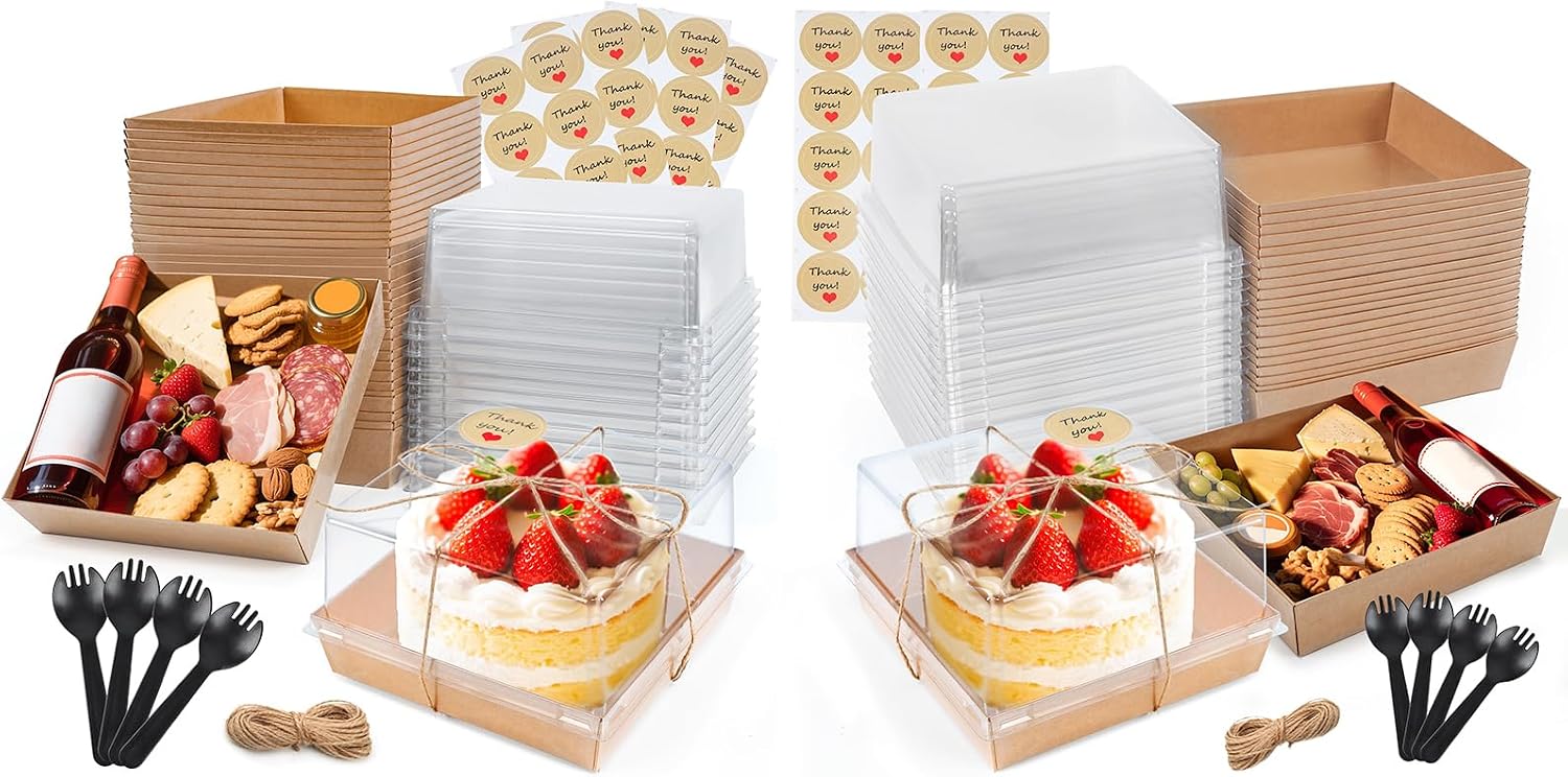 NPLUX Bundle of 20 Pack Small Cake Boxes and 40 Pack Small Cake Boxes for Cake Pudding Sandwich Pie Bakery Dessert