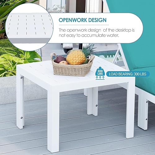 Miniatura 352 de NICESOUL 7 Piece White Powder-Coated Aluminum Patio Furniture with Fire Pit Table, 29 Inch Extra Wide Outdoor Sectional Sofa for 6, High-End Heavy