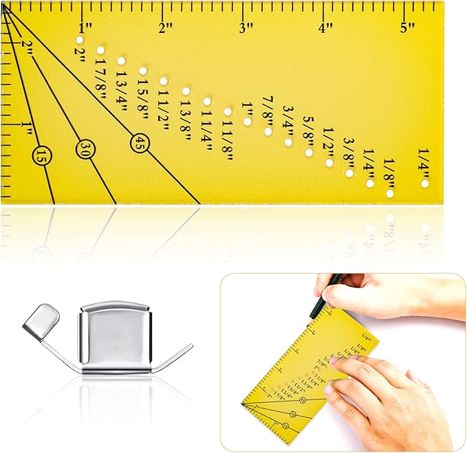 Seam Guide Ruler and Seam Guide,DRAMBOR Perforated Seam Gauge Ruler for 1/8 to 2 Inch