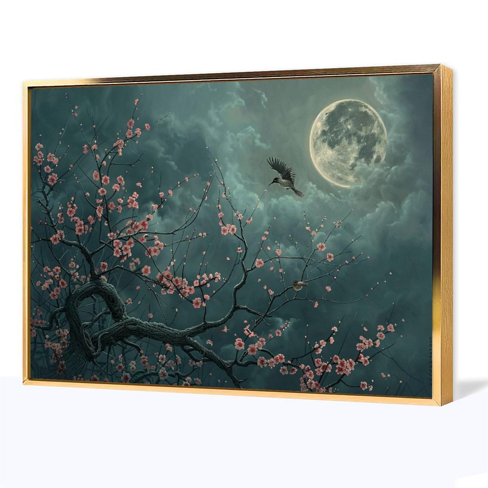 Amazon.co.jp: 絵画 満月の夜に花が咲くインテリア 絵画 美しい