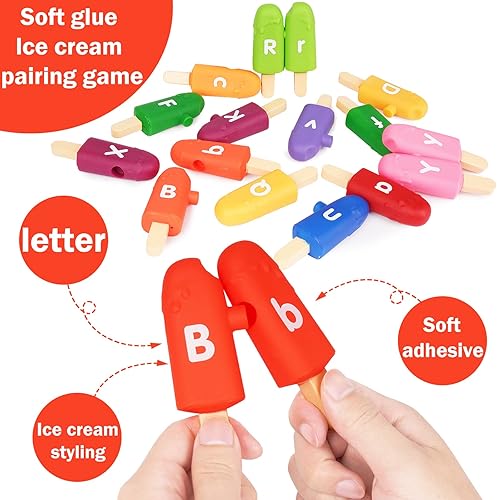 Miniatura 3 de Juguetes de aprendizaje a juego con letras del alfabeto para niños, 26 piezas de doble cara ABC letras ABC, juego de coincidencia, reconocimiento de