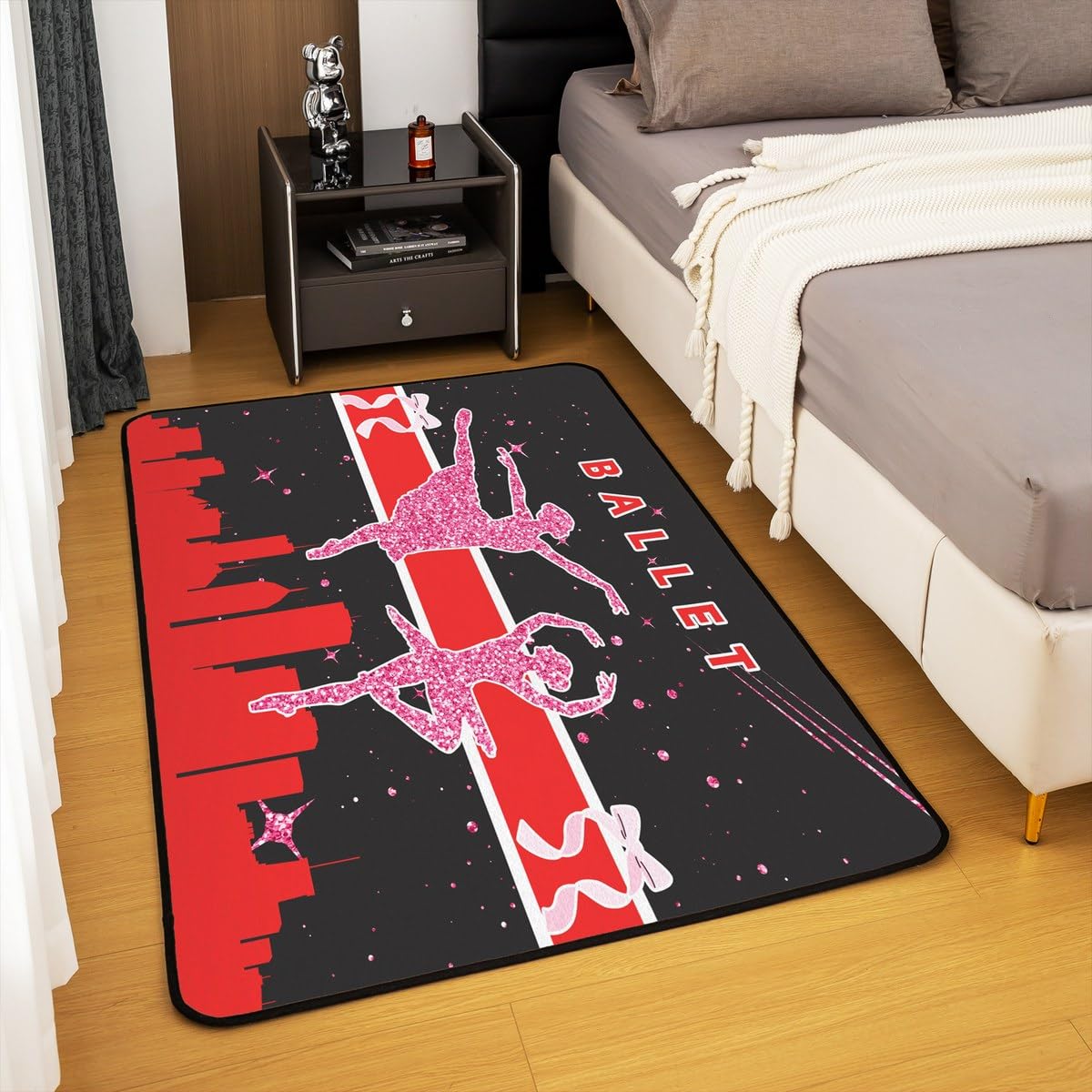 Homewish Tappeto per bambini, 13 x 17 cm, per balletto, soggiorno, grazioso, principessa, antiscivolo, con stelle scintillanti, motivo galassia, spazio psichedelico, lavabile, decorazione per la