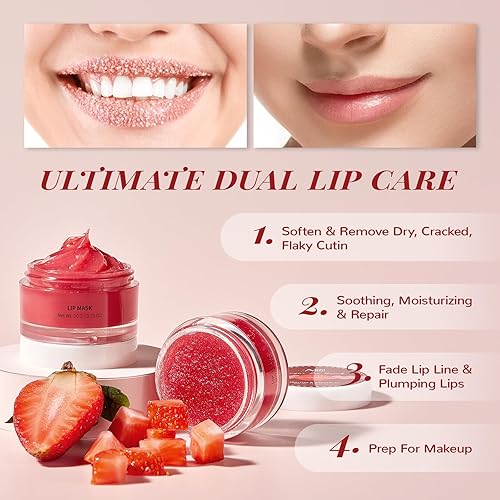 B0CCNH48X3_image_2 Juego de bálsamo labial y humectante, exfoliante labial y máscara para dormir labial, tratamiento nocturno para el cuidado de los labios, hidratar y