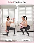 2-in-1 Adjustable Dumbbell & Kettlebell Set for Women (1.1-12.1 lbs), Quick-Change Free Weights for Home Gym, Pilates & Full Body Workout