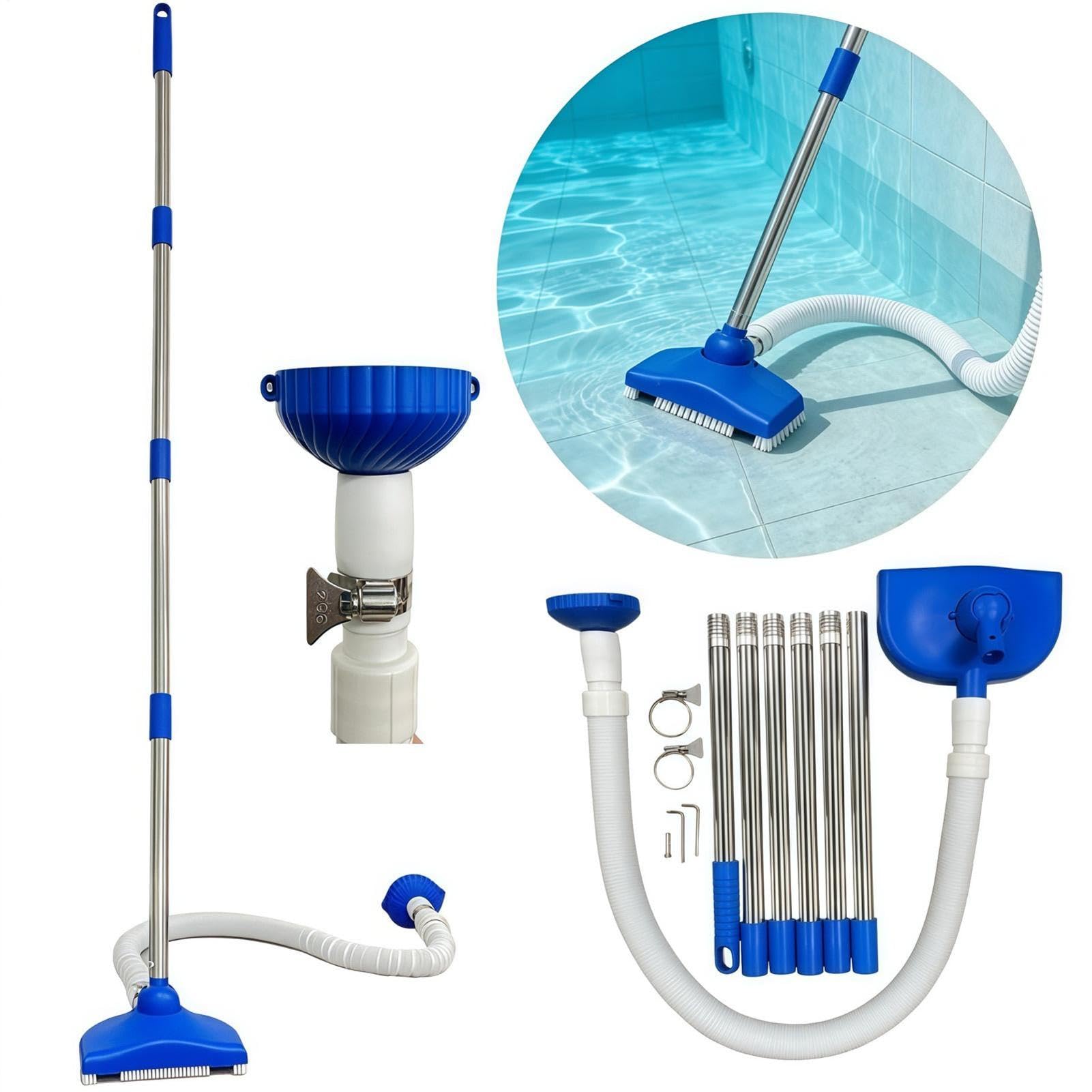 Aspiradora de piscina, herramienta de succión manual ajustable con manguera