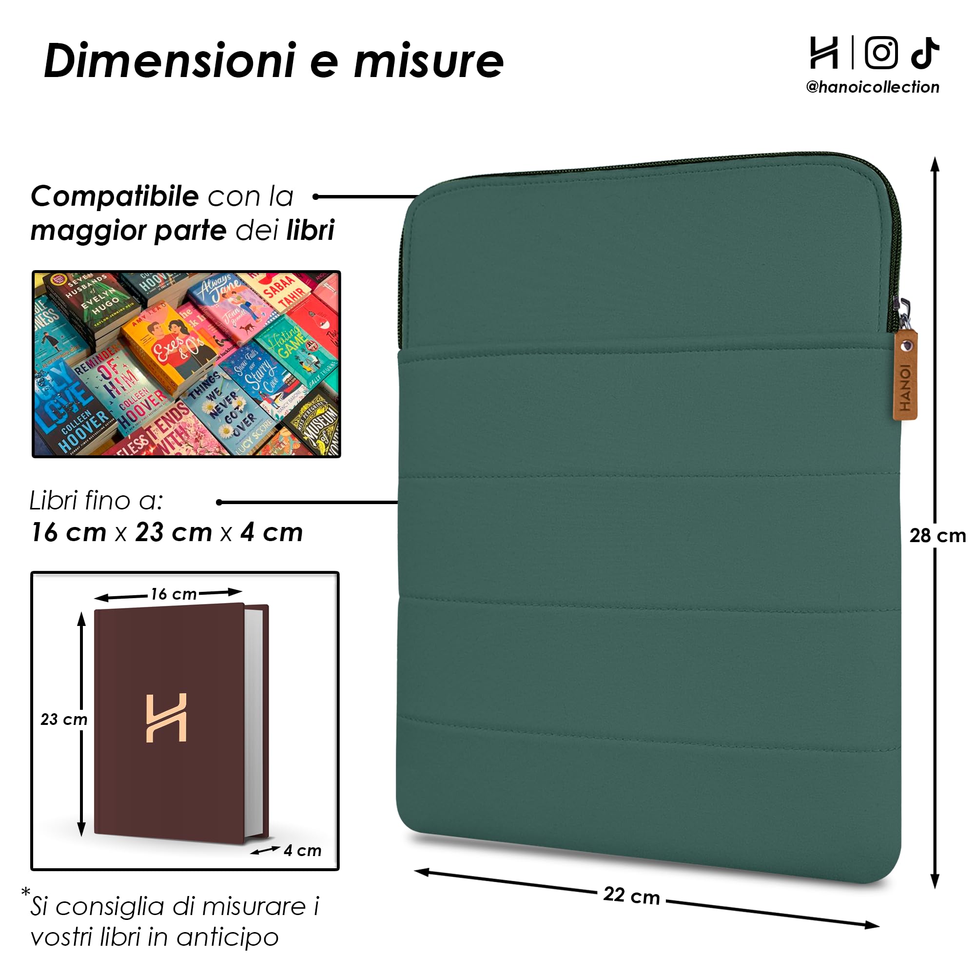 Custodia Per Libri Con Cerniera - Hanoi Collection Detroit, Blu, Grande (28x22 Cm) - Foto 7