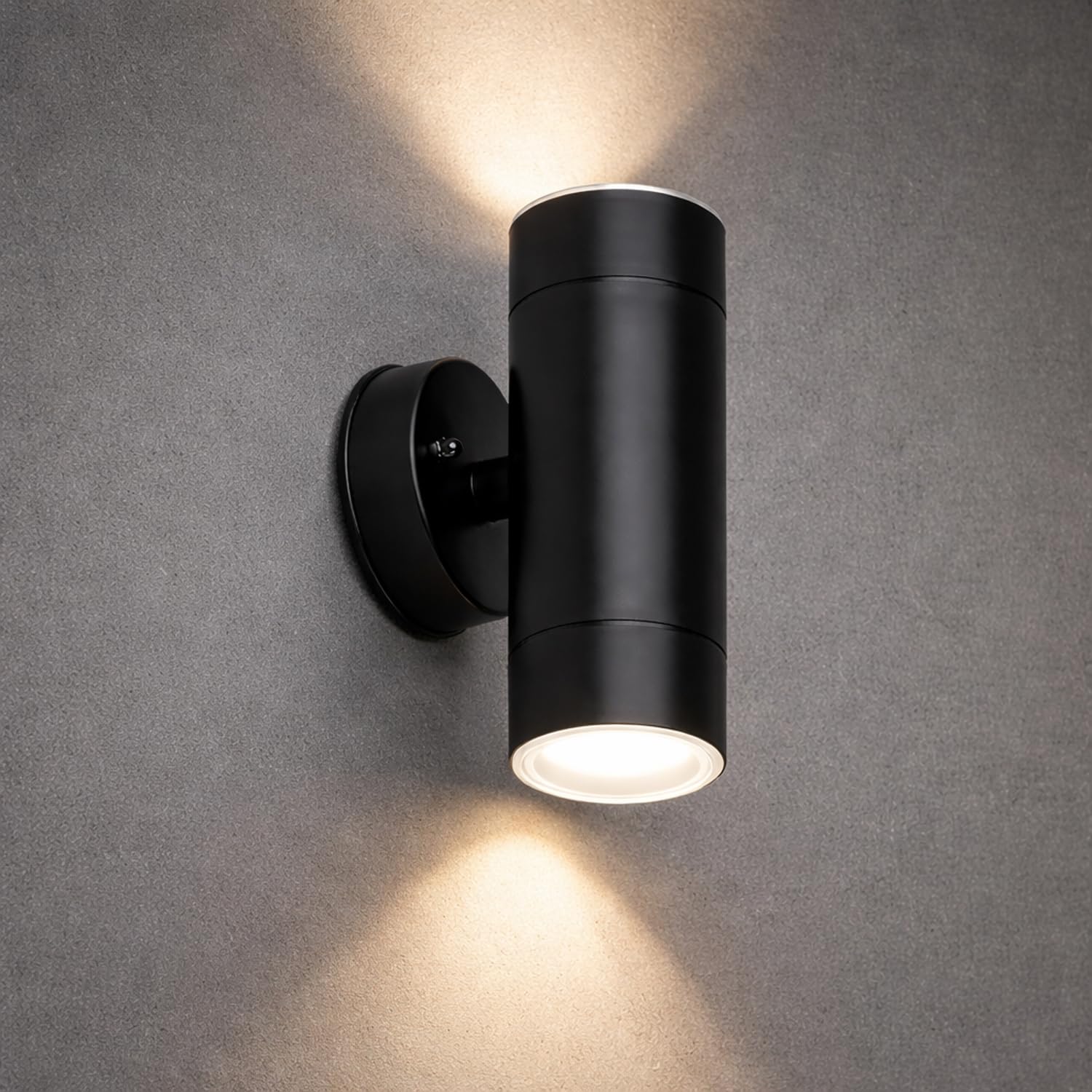LEDBRITE Doppio Up & Down Outdoor Wall Light – GU10 Exterior Wall Light, IP65 Weatherproof, Matt Black, Modern Exterior Lighting (Warm White)