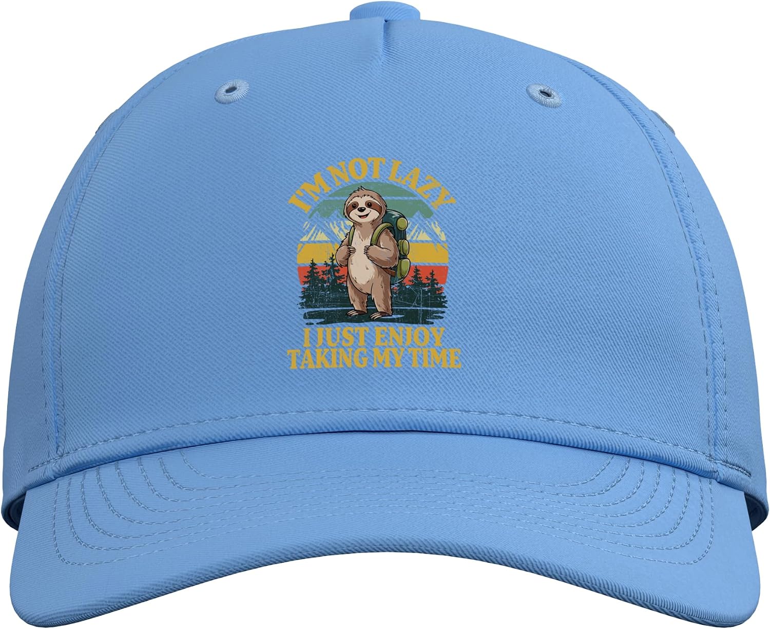 Funny Sloth Hiking Lazy Hiker Outdoors Adjustable Baseball Hat image 2