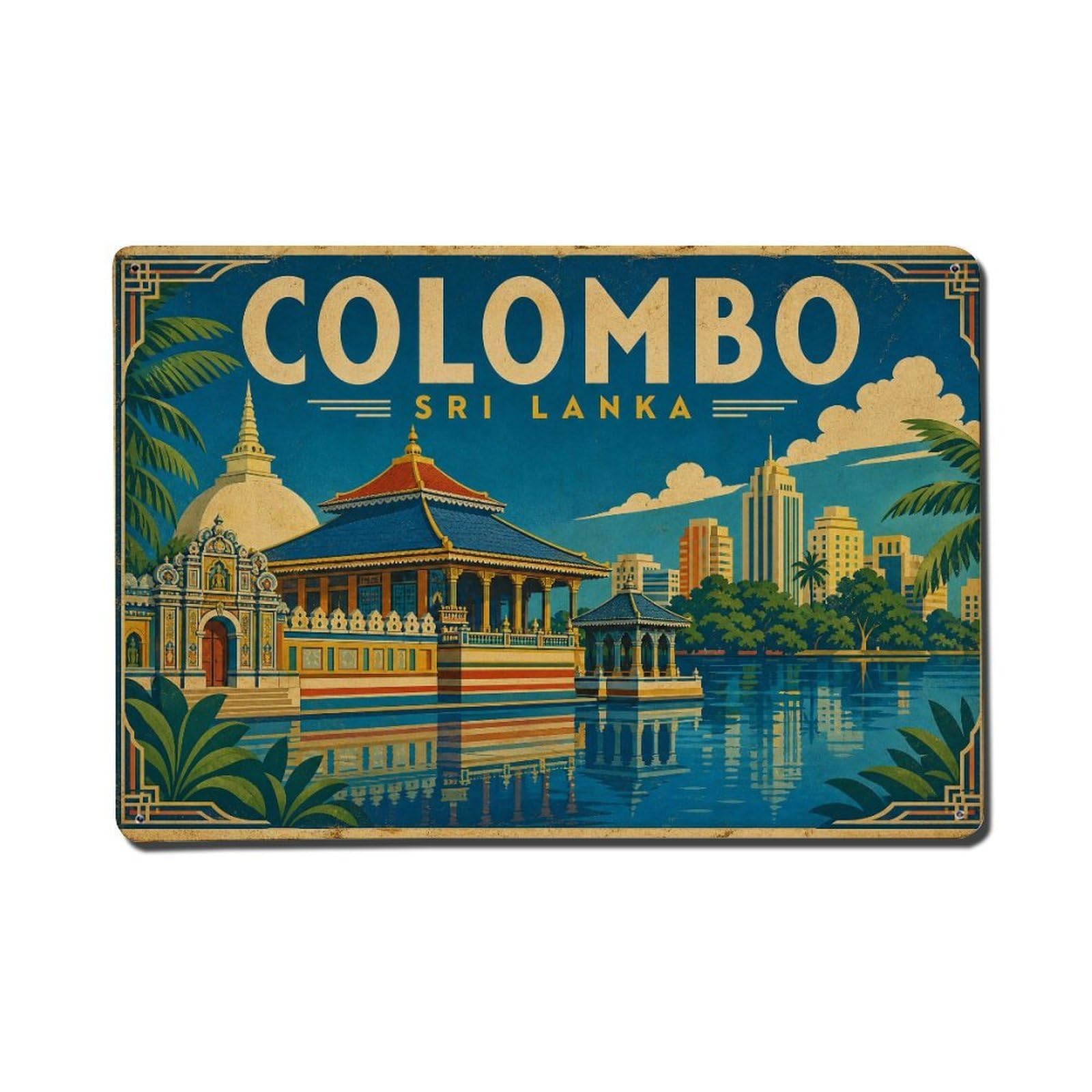 Metal Tin Sign Travel Retro Sri Lanka Colombo