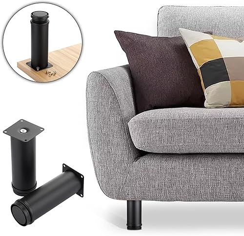 Miniatura 6 de OwnMy 4 patas de muebles de acero inoxidable de 6 pulgadas, elevadores de pies de muebles, patas de escritorio de metal pequeño, patas de sofá,