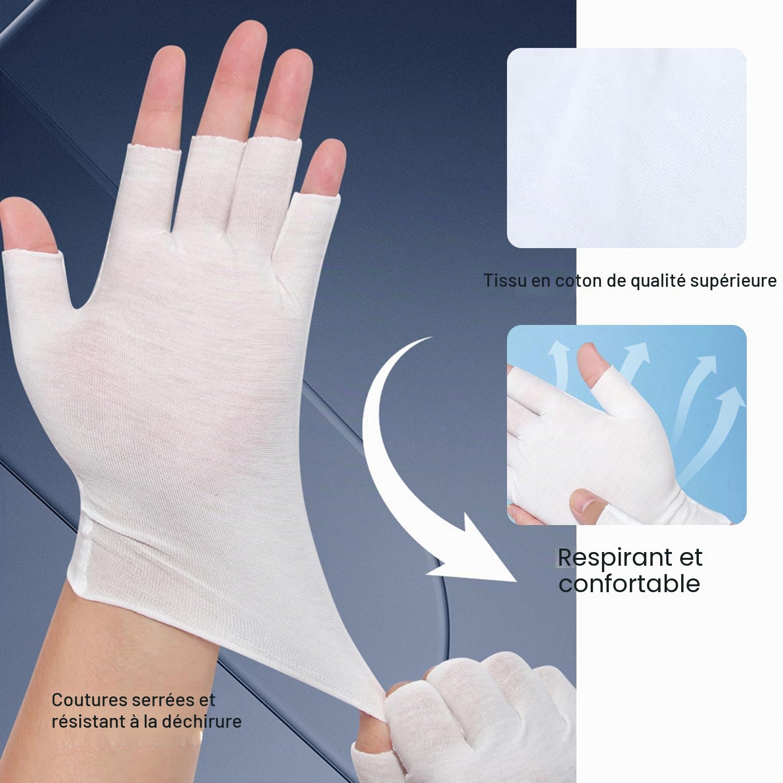 Gants Hydratants en Coton Blanc,Gants hydratants en coton blanc,pour Eczéma Peau Sèche Sensible et Irritée - Taille