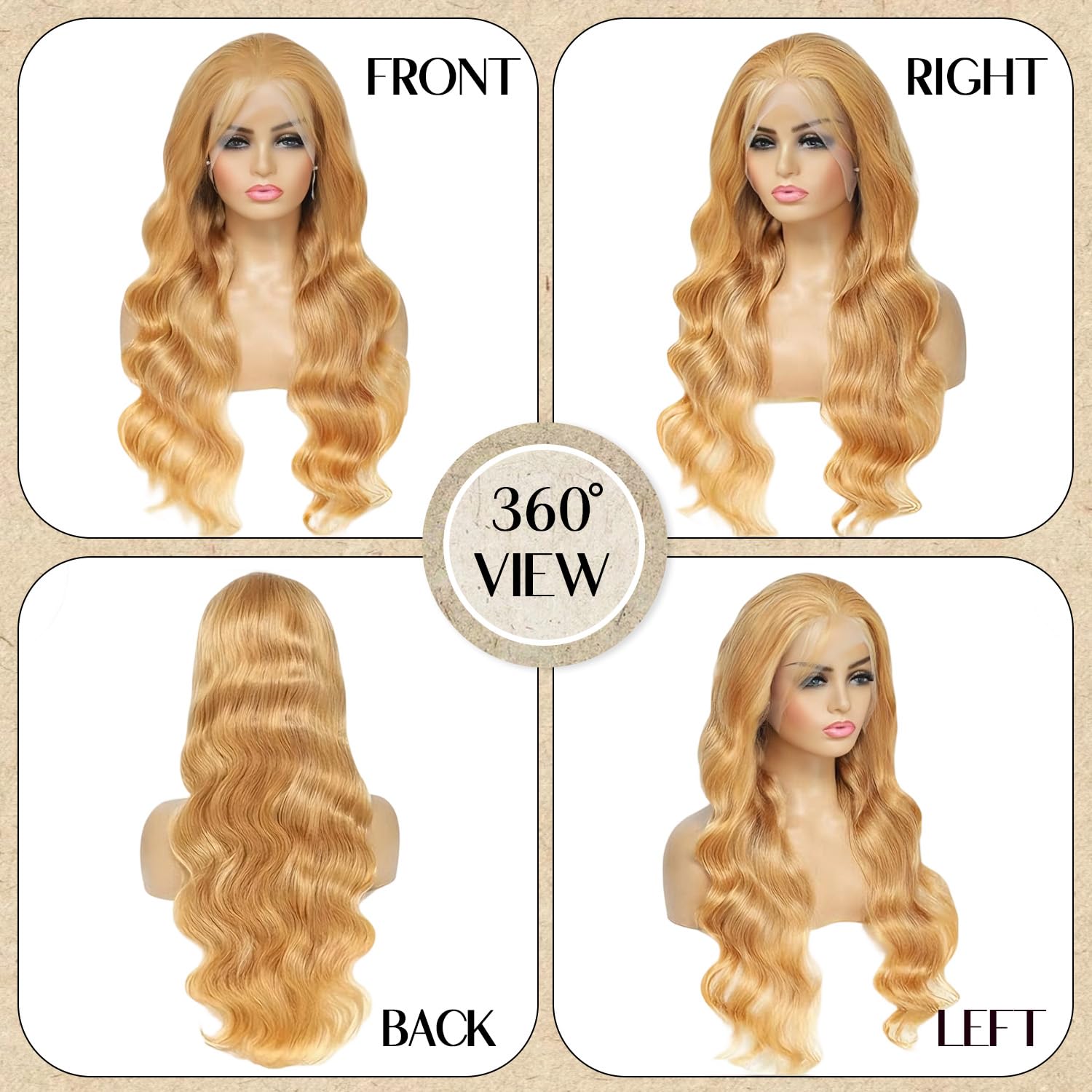 24 Inch Honey Blonde Wig Human Hair 200% Density 13x6 Body Wave HD Lace Front Wigs Human Hair Pre Plucked Blonde Wigs For Women