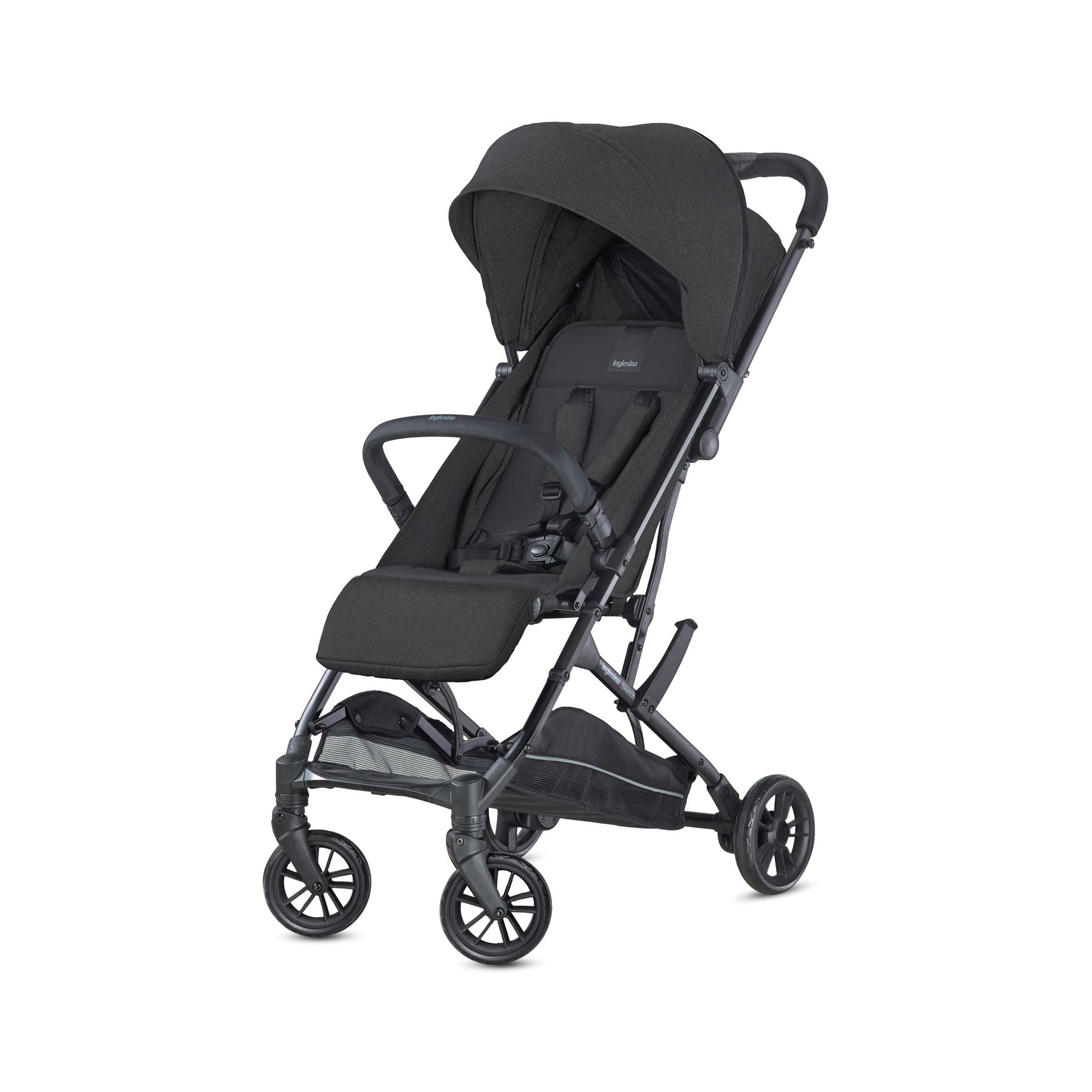 Inglesina Sketch Poussette Légère et Compacte, Noir, Confortable, jusqu'à 17kg, Pliage à une main, UPF 50+