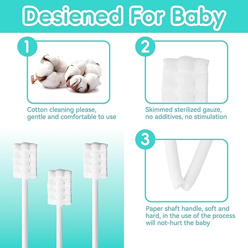 Miniatura 9 de Esonto Limpiador de lengua para bebé, 30 piezas, cepillo de dientes desechable para bebés, boca de bebé limpia con 2 cepillos de dientes para dedos,