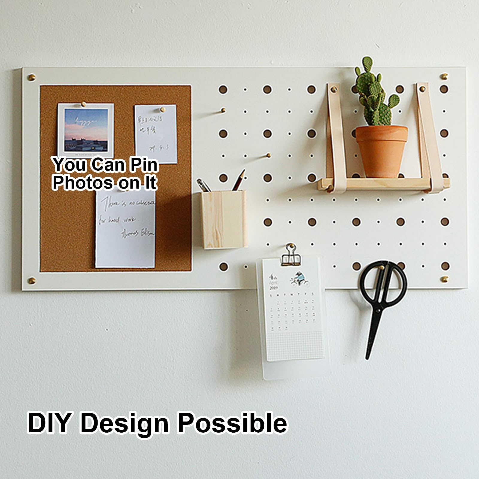 Kombinations-Organizer-Set aus Holz für Pegboard, Multifunktionale Stecktafel für Wand-Organizer, Bastelorganisation, Ornament-Ausstellung(White)
