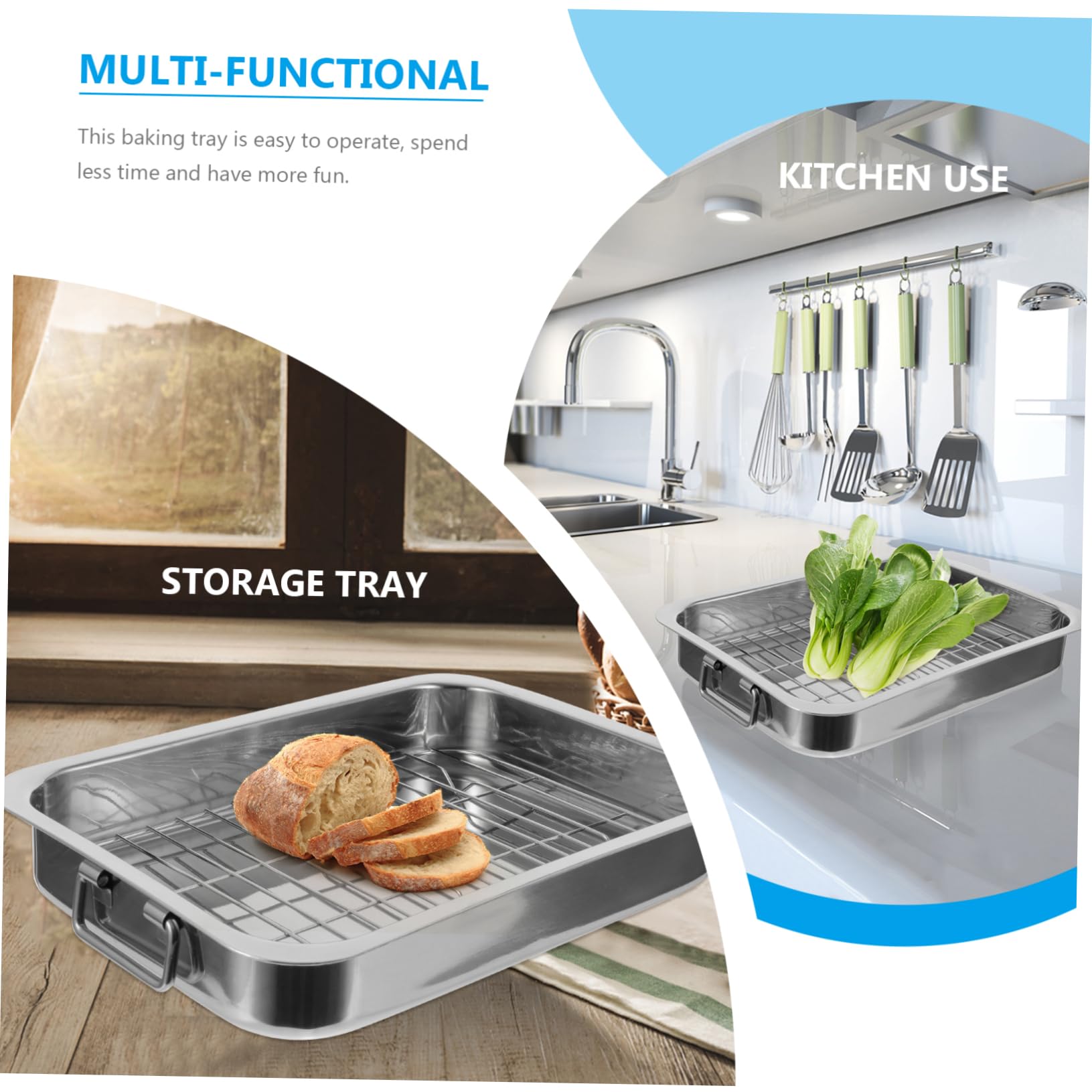 IMIKEYA Juego de Bandejas con Rejilla Práctica y Fácil de Limpiar de Acero Inoxidable Rectangular para Horno Adecuado para Fiestas y Uso Personal