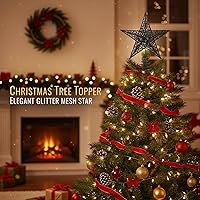 Vista 4 de BinaryABC Estrella para árbol de Navidad, adornos brillantes para decoración del árbol de Navidad, 7.9 in (negro)