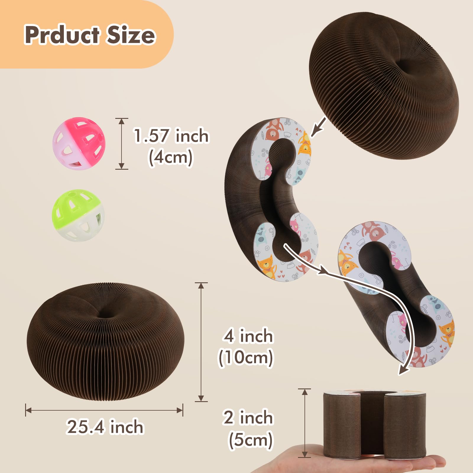 Griffoir pour Chat Magique Organ – Jouet Interactif en Carton avec Balle, Circuit de Jeu Evolutif pour Chatons et Chats d'Intérieur, Puzzle d'Intelligence et Griffoir Pliable