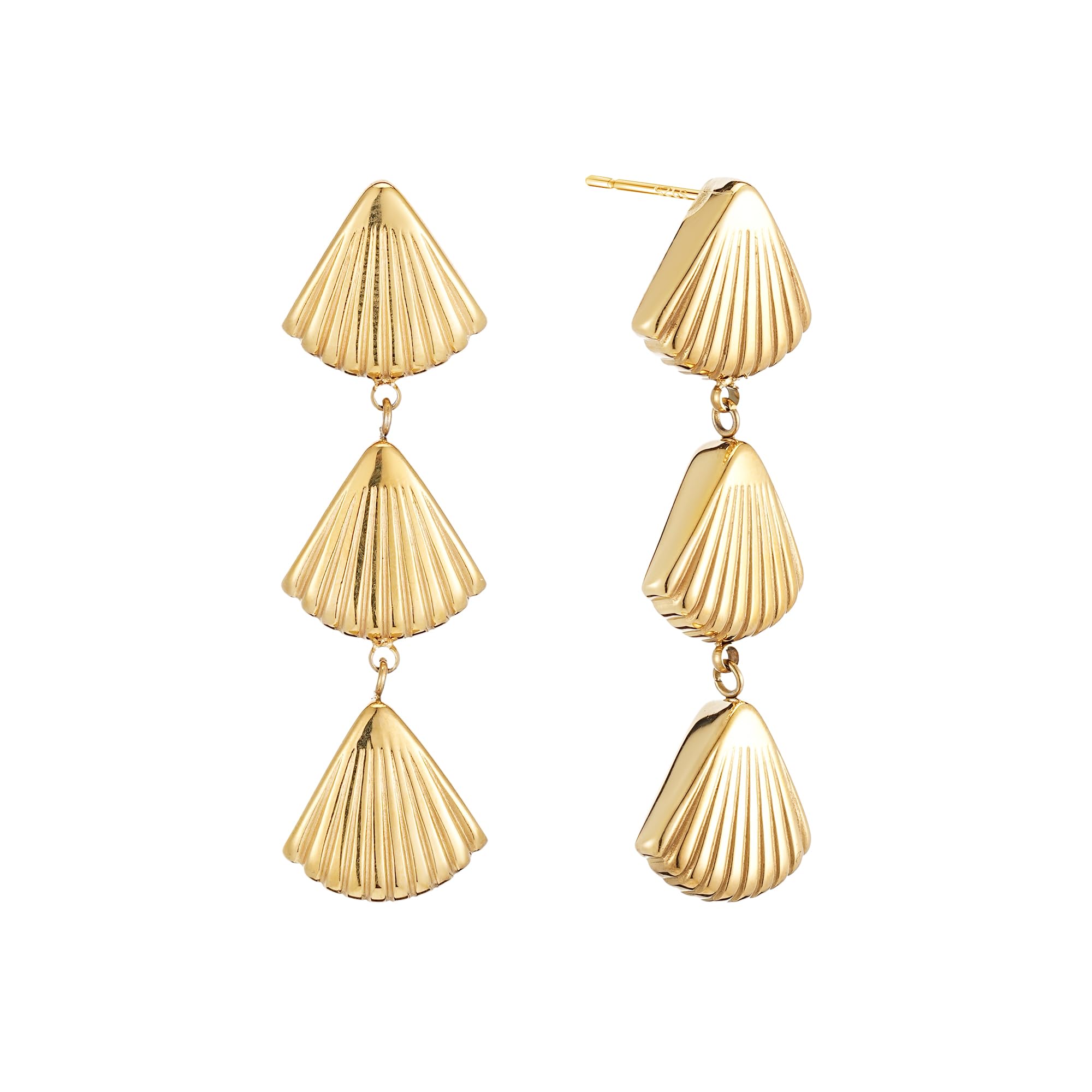 Sylph Gold Seashell Earrings for Women, 18K Gold Plated Starfish Sea Shell Stud Earring Trendy Summer Ocean Beachy Earrings Dangle Drop Jewelry Gift